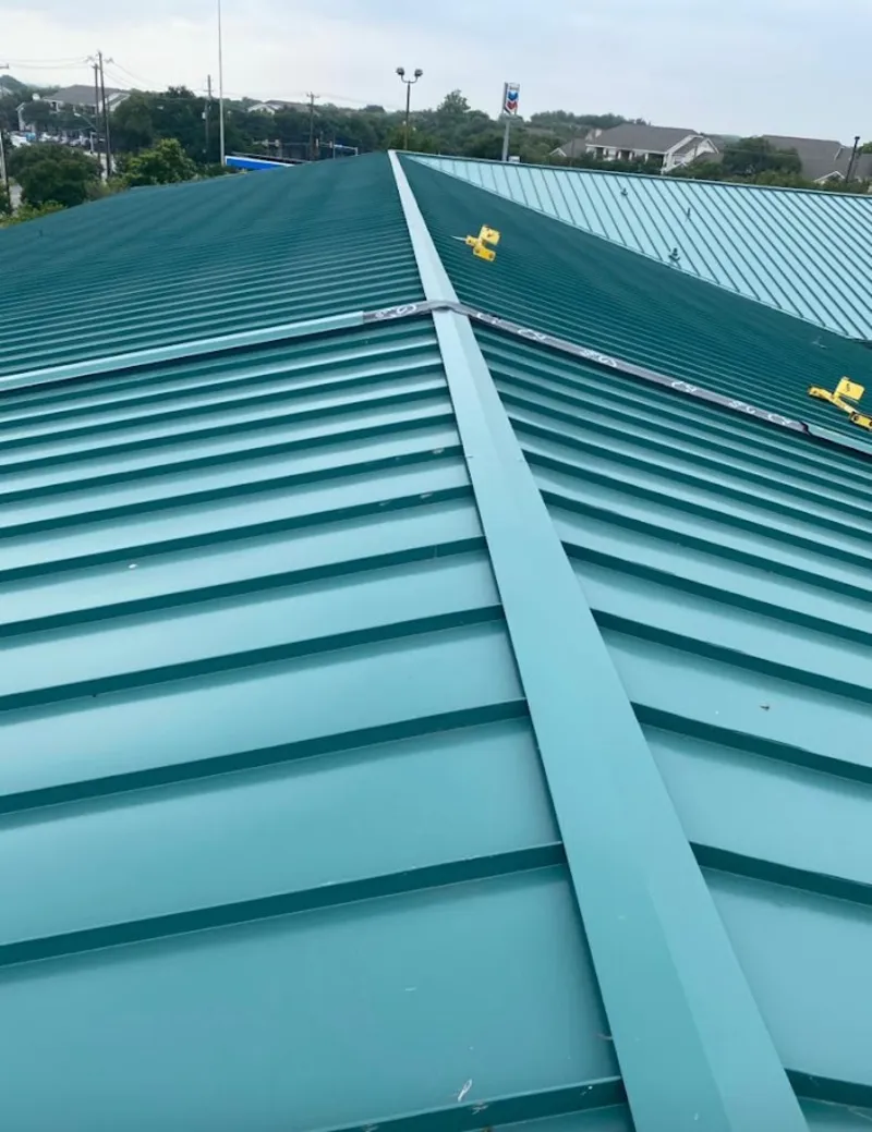 Green commercial metal roof ridge and valley for Metal Roof Repair in Azalea Park
